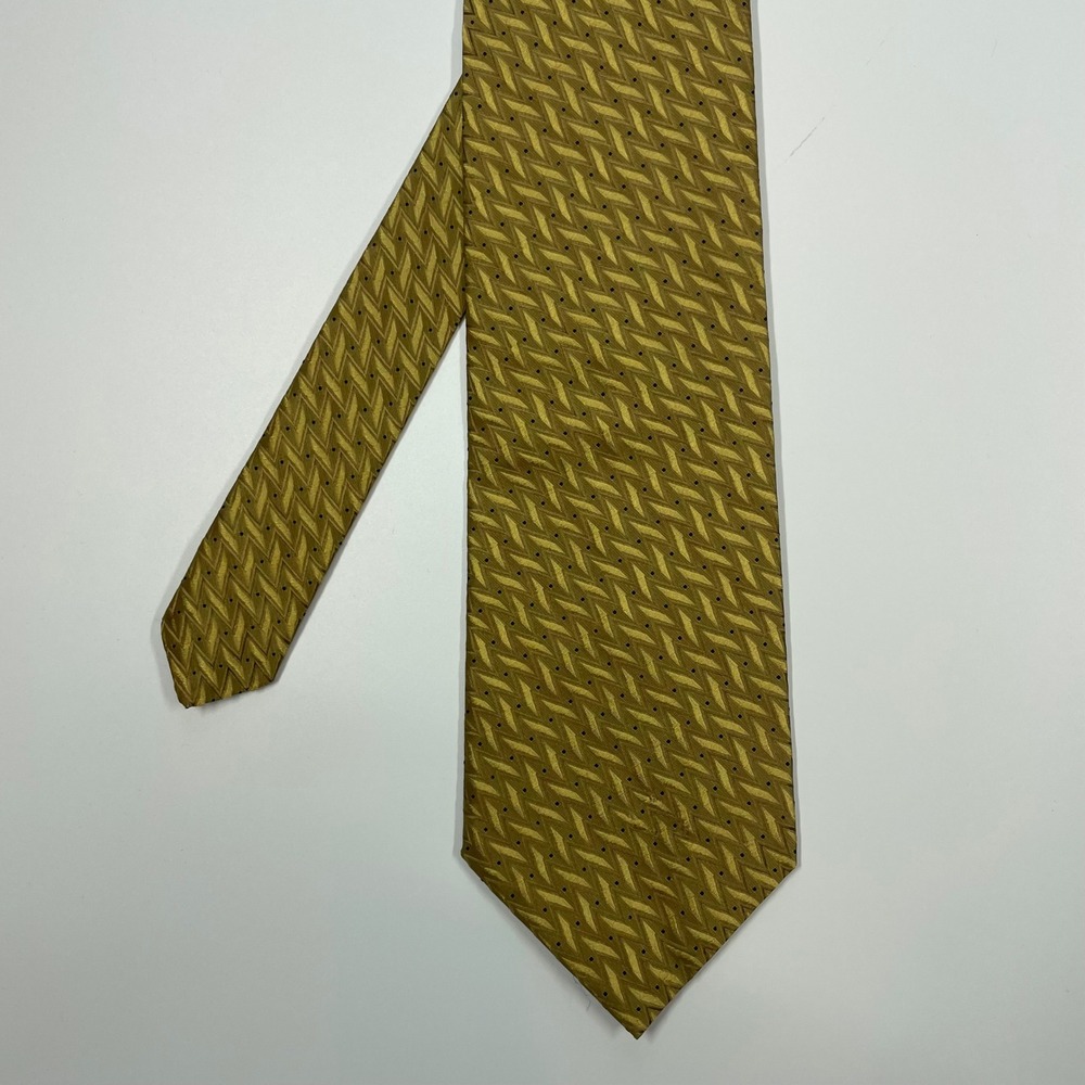 Valerio Garati Gold Geometric Chevron Silk Necktie Mens OS